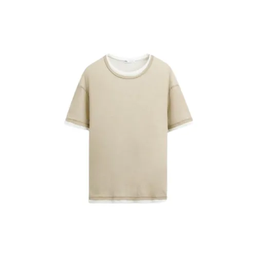 ZARA T-Shirts Men Beige