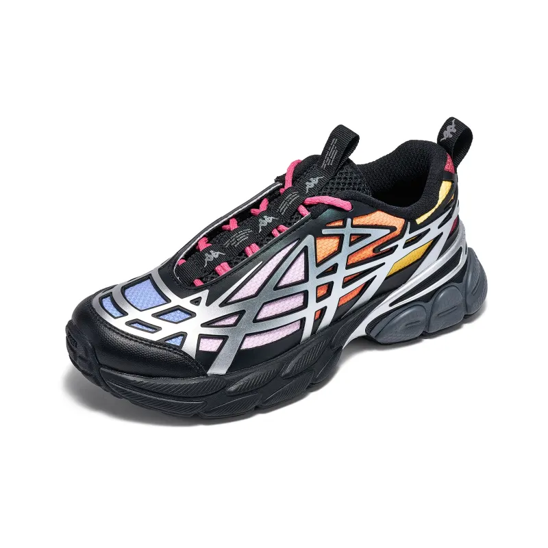 Kappa Anti Slip Wear Resistant Low Top Chunky Sneakers Unisex Black-2