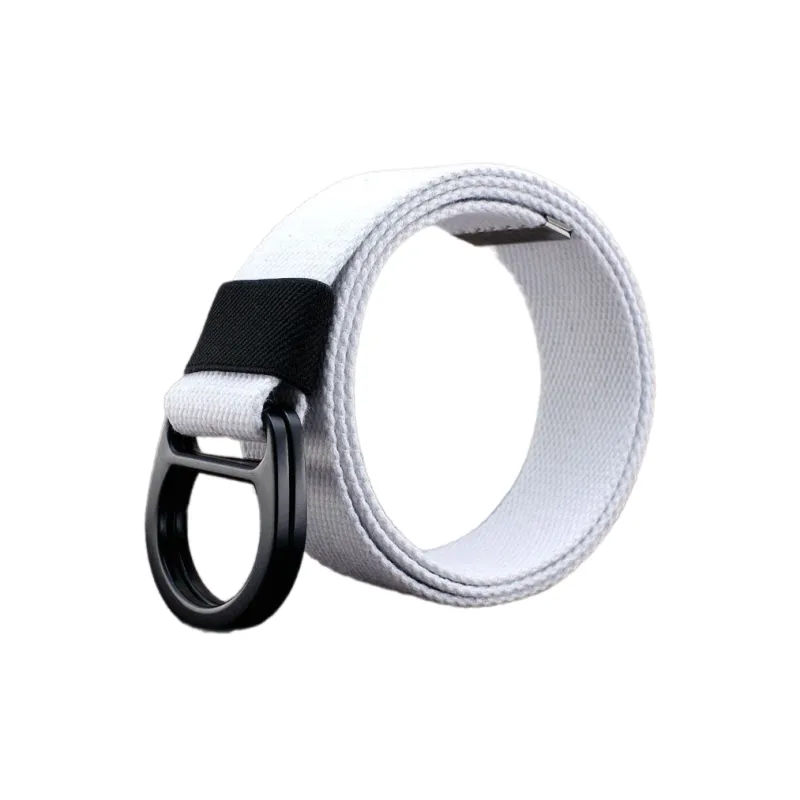 Mulinsen Outdoor Casual Canvas Double Ring Buckle Extended Length Belt Pants Fabric Belt Unisex Width  3.8cm-1