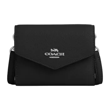 COACH Envelope Delicate Pebbled Leather Shoulder Bag Crossbody Bag Wallet Mini Women's Black