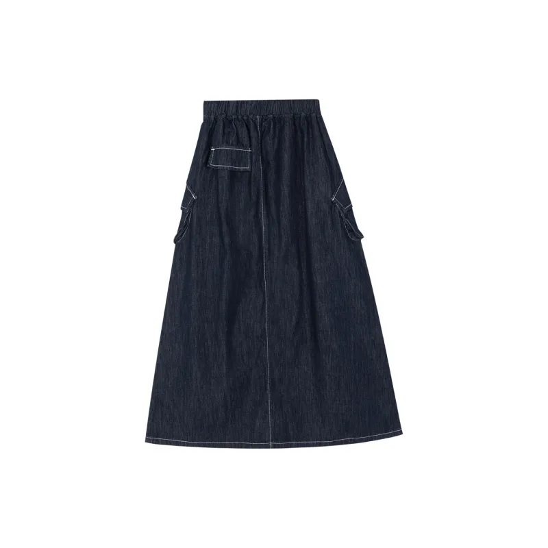 B.Duck Denim Long Skirts Women's Dark Blue-1