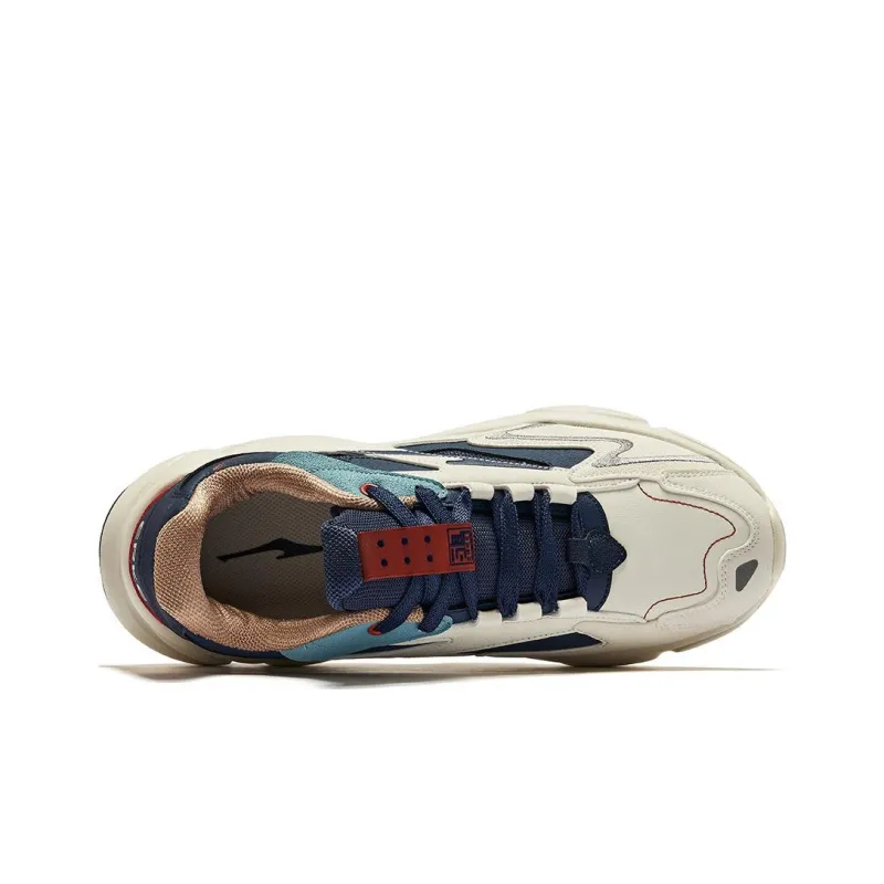 Erke Cushioning Wear-Resistant Low-Top Casual Running Shoes Men's White Blue-2