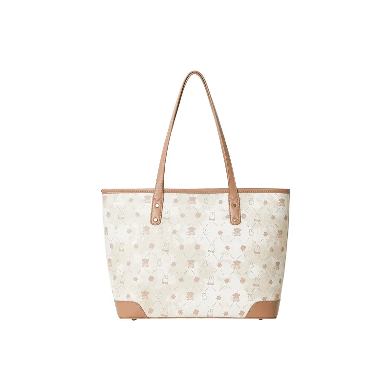 Miffy Synthetic Leather Tote Bag Shopping Bag Crossbody Bag Shoulder Bag Women's White/Khaki-3