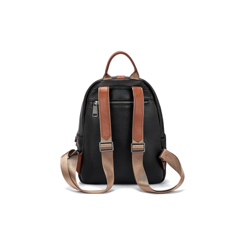 ROBERTA DI CAMERINO Cow Leather Backpack Travel Students Backpack Backpack Large Size Unisex Black/White-8