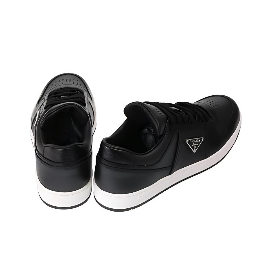 PRADA Downtown Low Top Sneakers Leather Black Black White US