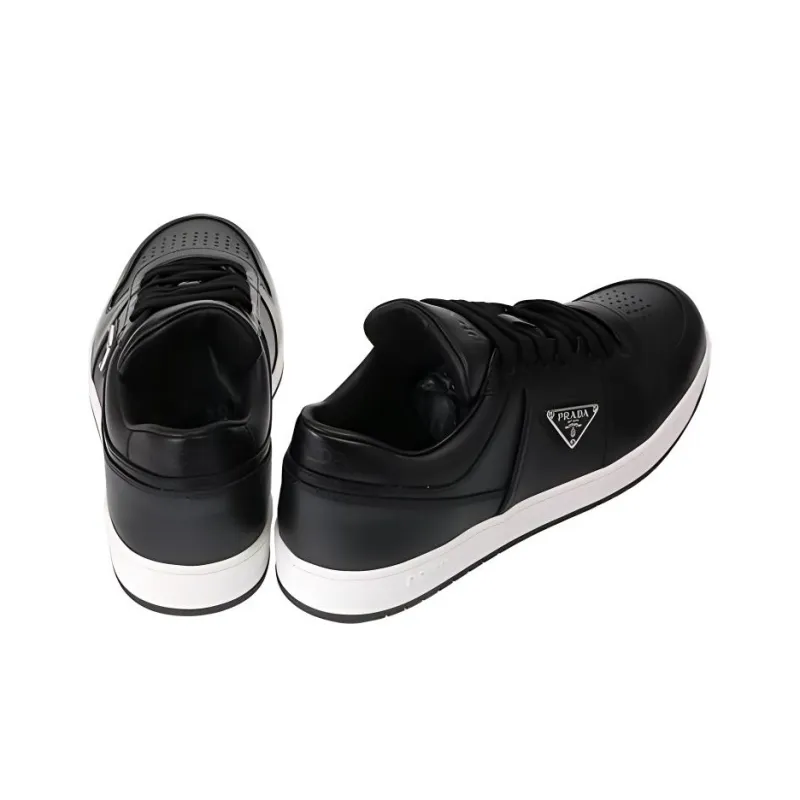PRADA Downtown Low Top Sneakers Leather Black Black White-2