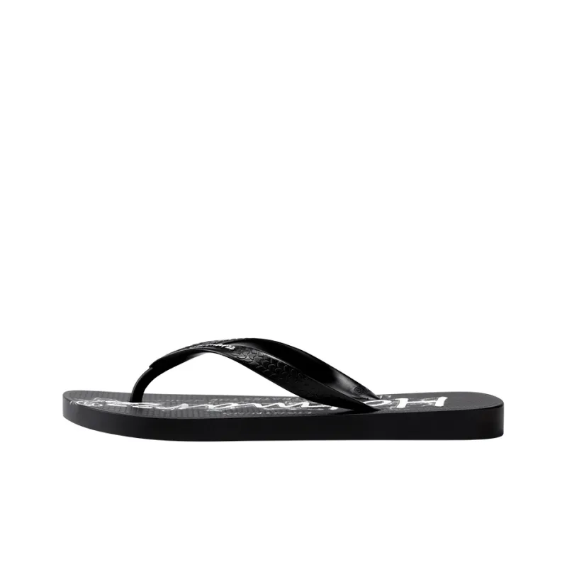 HOTMARZZ Slip Resistant Flip Flops Men's Black Letter-1
