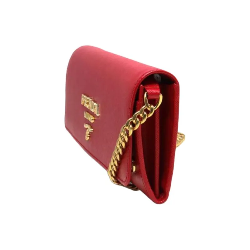 PRADA Leather Wallet Women's Red-1