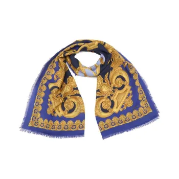 VERSACE Cashmere Knit Scarves Unisex Blue