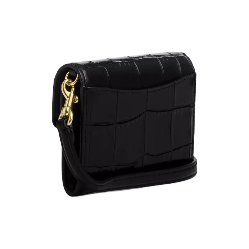 COACH Envelope Crocodile Embossed Leather Envelope Wallet Mini Women's Gold & Black-1