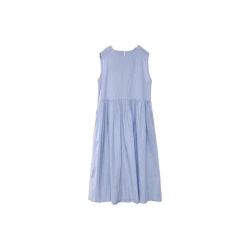 PLAY BUSH Sleeveless Dresses Women's Blue Stripes