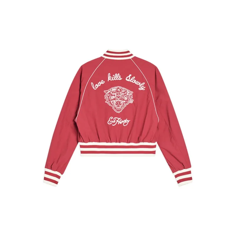 Ed Hardy SS24 Baseball Jacket Women's China Red-1