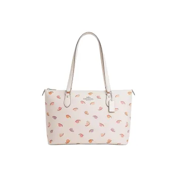 COACH Gallery Coated Canvas With Recycled Leather One Shoulder Handbag Large Size Women's Silver & Chalk Multicolor