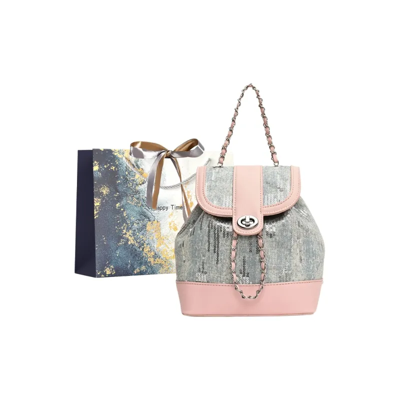 Iman's House PU Backpack Pink/Pearl White-0