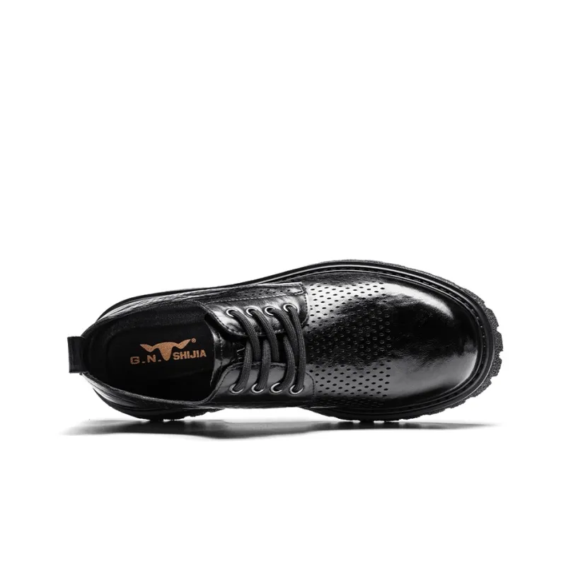 G.N.SHIJIA Dress Shoes Men Low Top Black/Brown-5