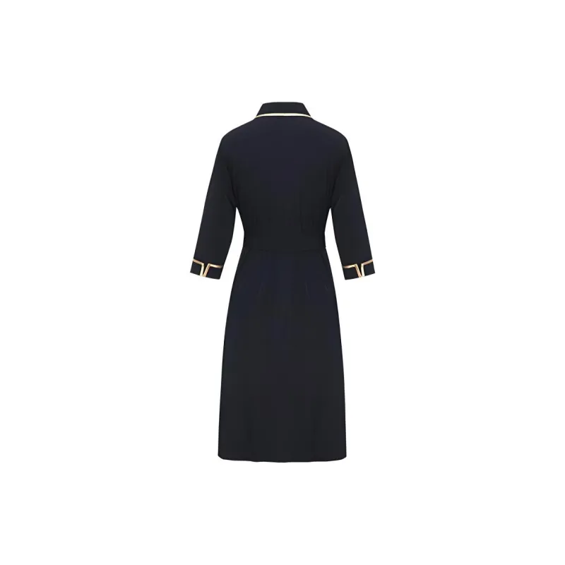 BBLLUUEE Long Sleeved Dress Women's Ink Blue-1
