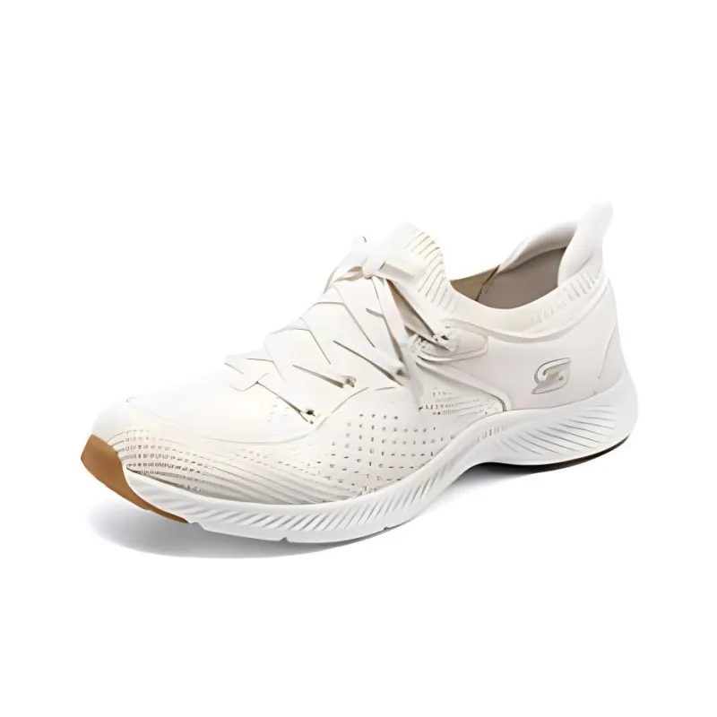 Skechers Breathable Lightweight Low Top Running Shoes Women's Beige-2