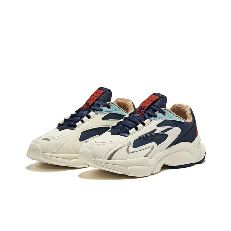 Erke Cushioning Wear-Resistant Low-Top Casual Running Shoes Men's White Blue-1