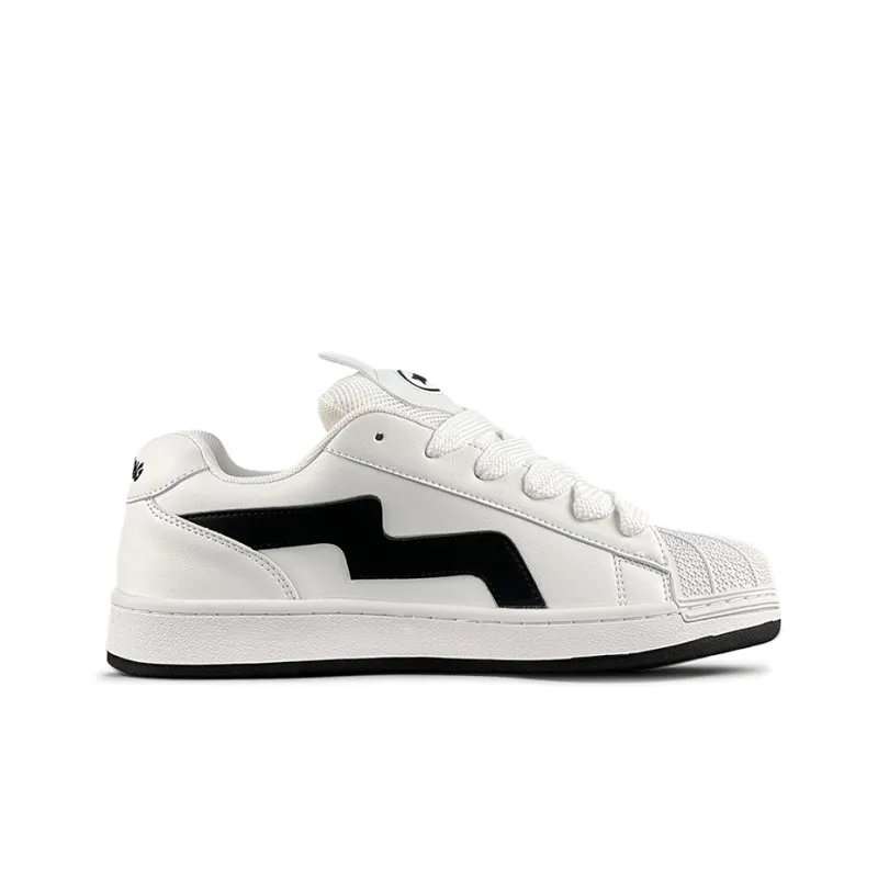 ZUIBANG Shell Shoes Durable Lightweight And Breathable Low Top Skateboard Shoes Unisex White Black-1