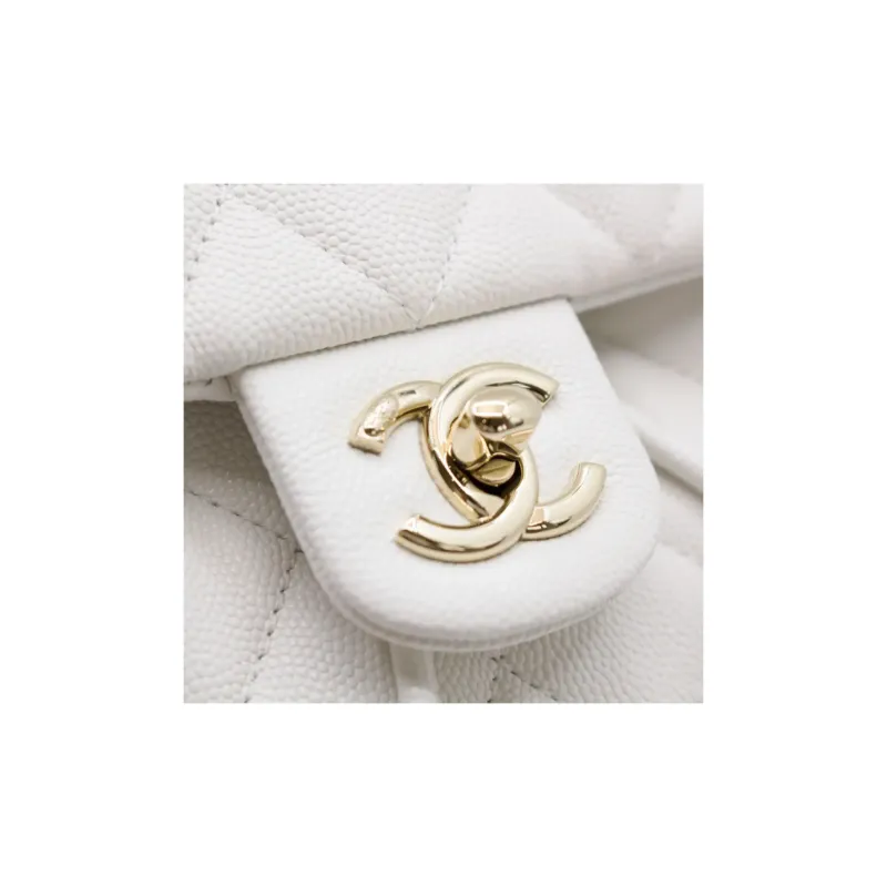 CHANEL Shiny Calfskin Backpack Women's White-5