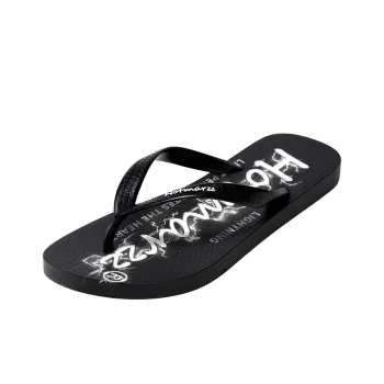 HOTMARZZ Slip Resistant Flip Flops Men's Black Letter