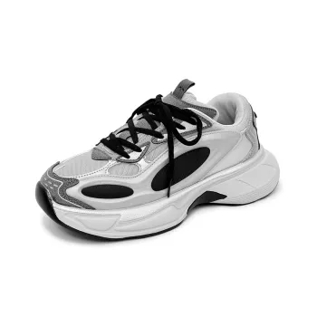 Grumpy Ram Breathable Height Increasing Low-Top Chunky Sneakers Unisex Black Hole Silver