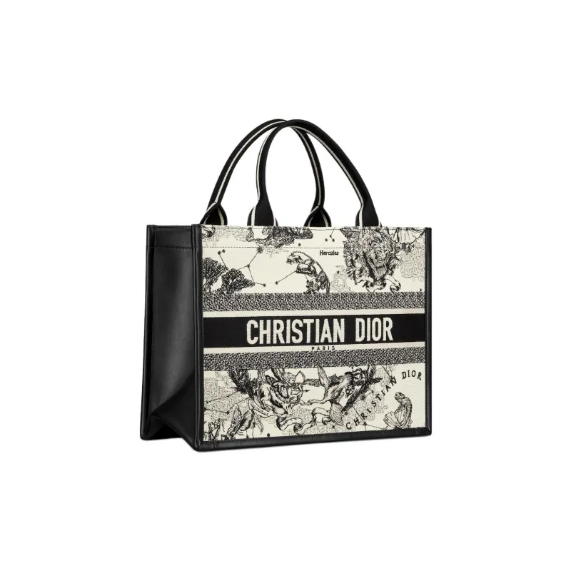 DIOR Calfskin Tote Bag Shopping Bag Handbag Medium Size Women's Black-2