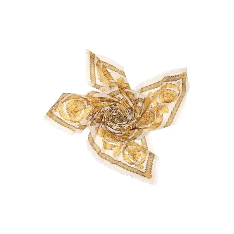 VERSACE Wool Silk Scarves Women's Yellow-2