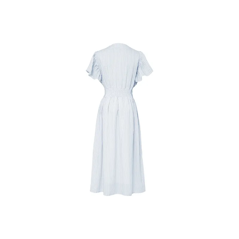Duffy Fashion Short Sleeved Dresses Women's Blue Stripes-1