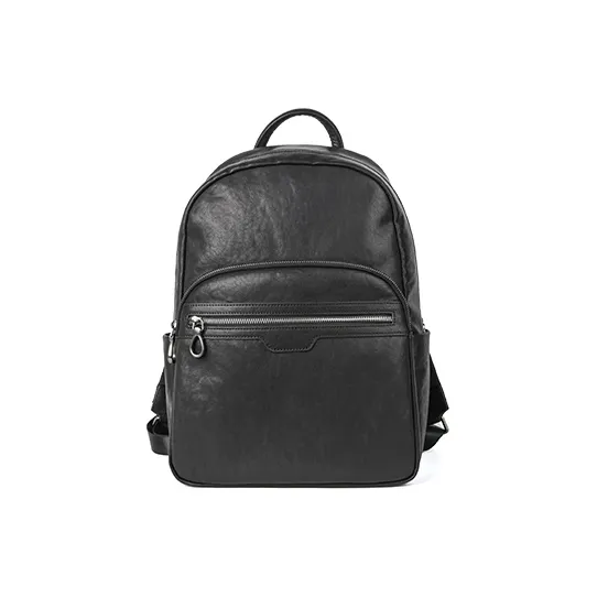 DOSRFINI Top Grain Cow Leather Backpack Men's Black-0