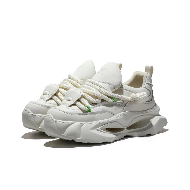 BOIGEMES Chunky Sneakers Unisex Low-Top White-3
