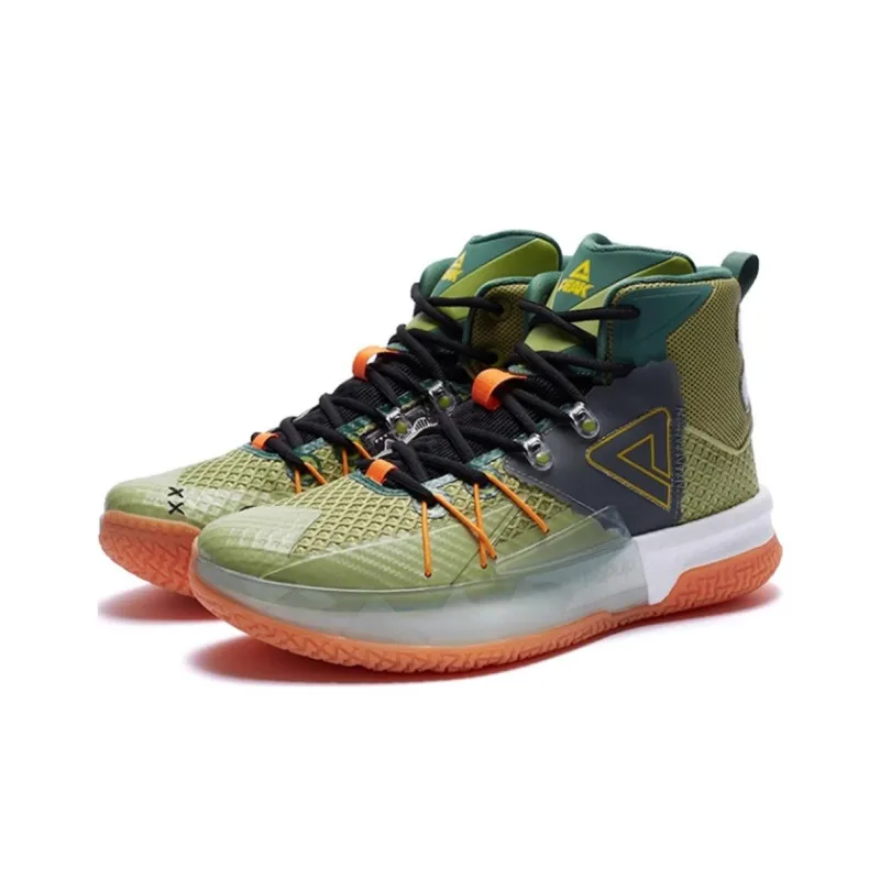 PEAK Anti-Slip Wear-Resistant High-Top Basketball Shoes Men's Green-2
