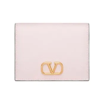 Valentino Vlogo Grained Calfskin Wallet Small Size Women's Light Purple