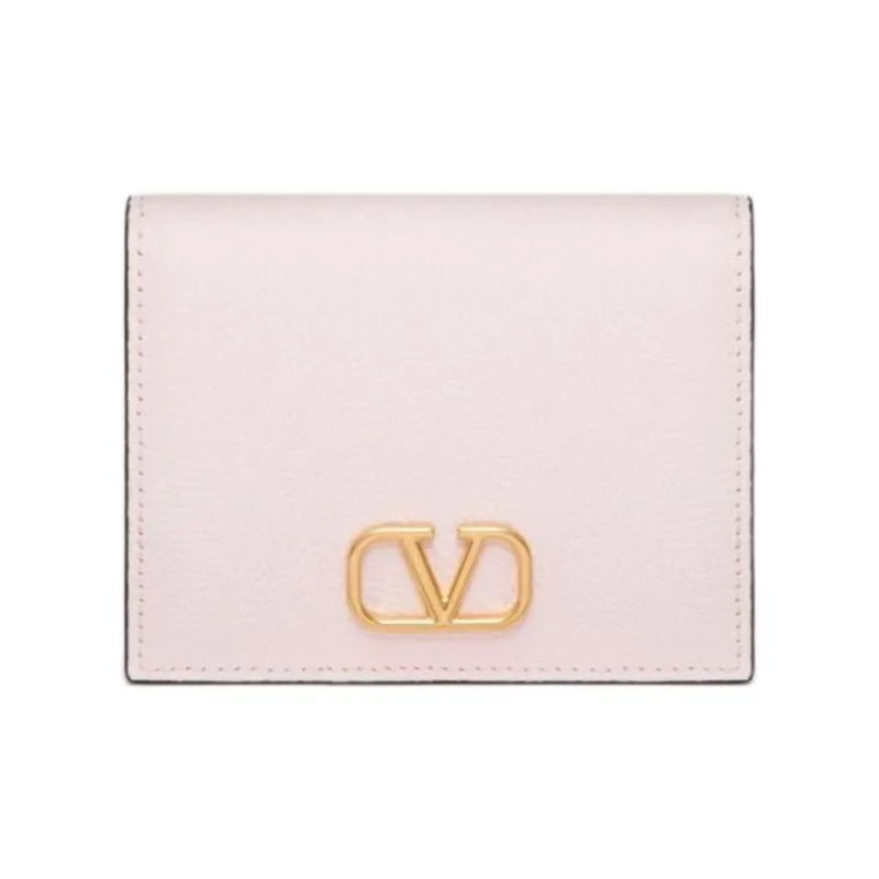 Valentino Vlogo Grained Calfskin Wallet Small Size Women's Light Purple-0
