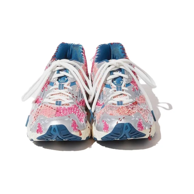 KUON X Sashiko Gals x Mizuno Wave Rider 10 Anti-Slip Wear-Resistant Low-Top Casual Shoes Unisex Silver Pink-1