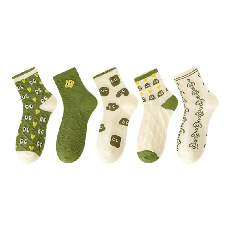 MIIOW Mid Calf Socks Women's 5 Pack-2