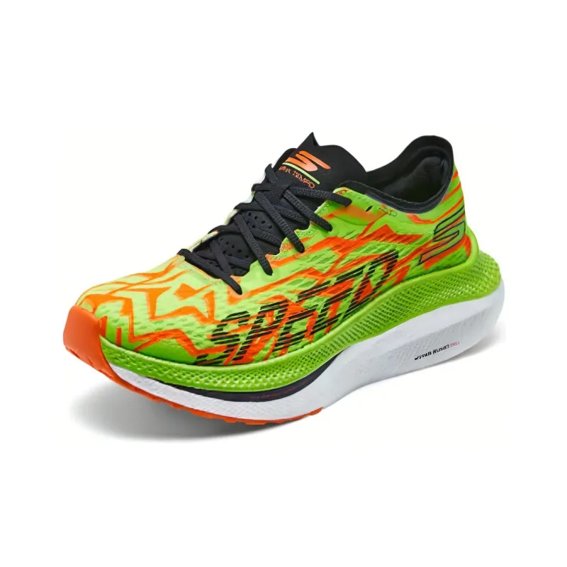 Skechers Cushioning Wear Resistant Low Top Running Shoes Women's Red Green Black-2