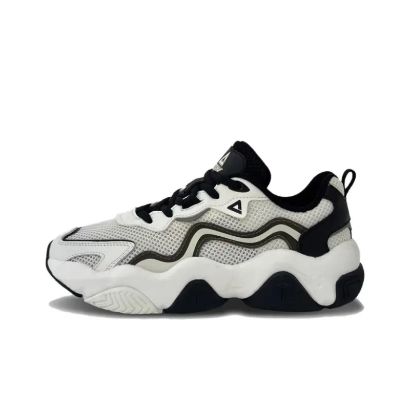 PEAK Durable Breathable Low Top Chunky Sneakers Women's Beige White Black-0