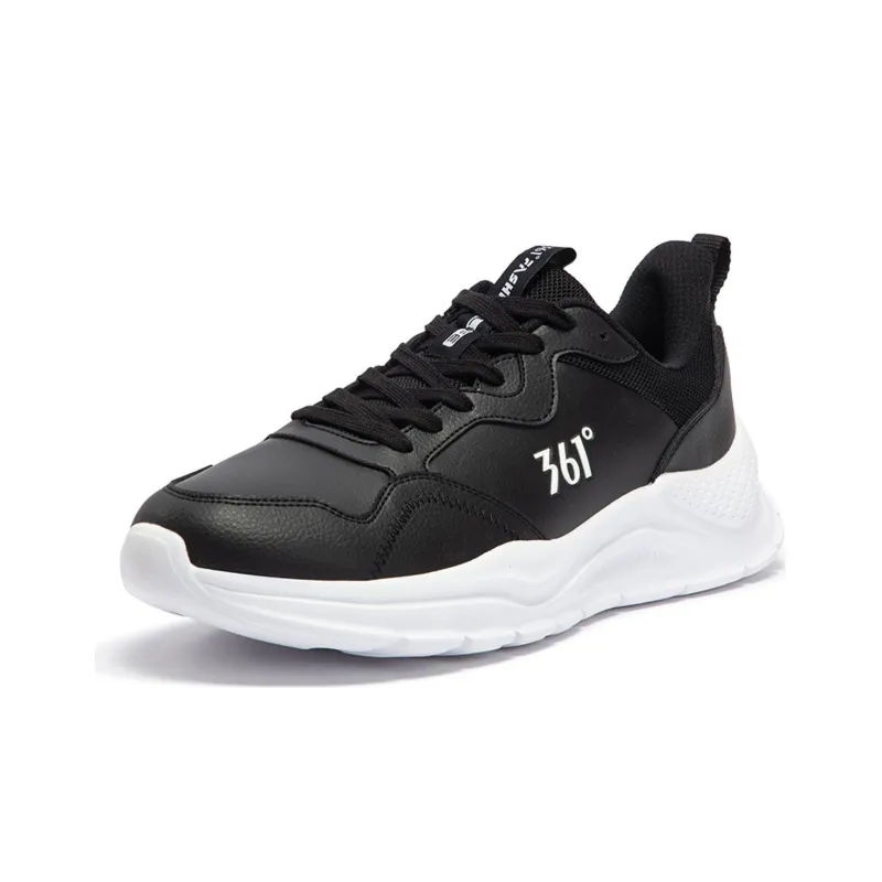 361° Cushioned Wear Resistant Lightweight Low Top Casual Running Shoes Men's Black White-1