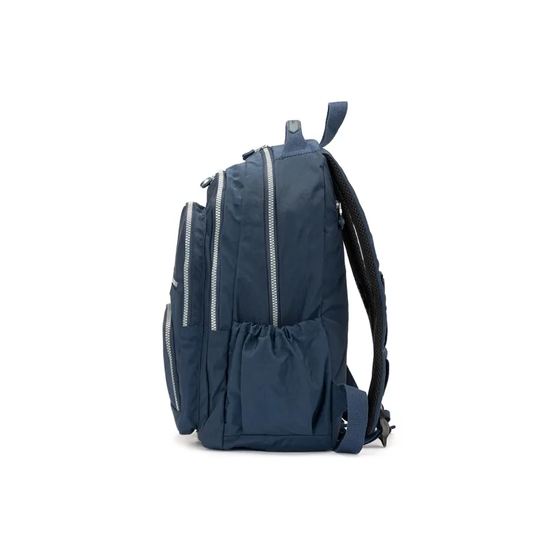 ROBERTA DI CAMERINO Fabric Lightweight Commuter Student Backpack Large Size Unisex Sapphire Blue/Black/Khaki-3