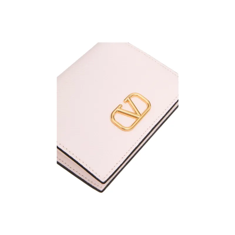 Valentino Vlogo Grained Calfskin Wallet Small Size Women's Light Purple-4