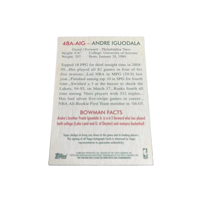 Topps Iguodala 76 Persons 2006 BOWMAN Signature Player Card Product Pass Sports Cards 1 Pc-1