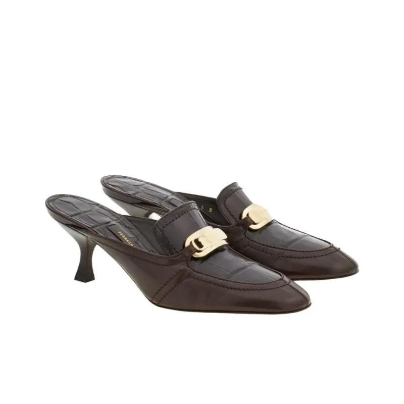 FERRAGAMO Closed Toe Slippers 5.5cm Women's Brown-2