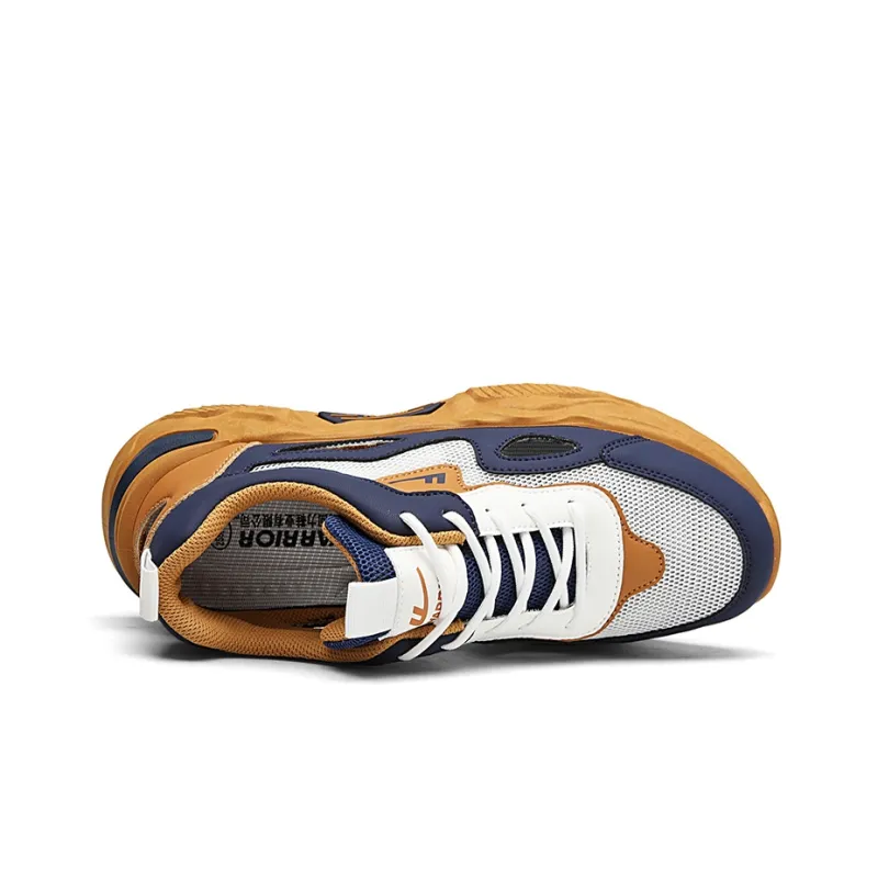 Warrior Cushioning Anti Slip Wear Resistant Breathable Lightweight Rebound Low Top Casual Shoes Men's Navy Khaki-2