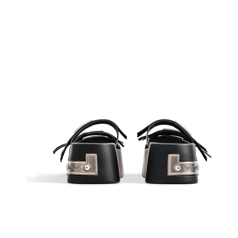 VINYVIOLA Fashion Versatile Sigil Metal Buckle Decoration Pirate Ship Platform Height Increasing Beach Sandals Women's-3