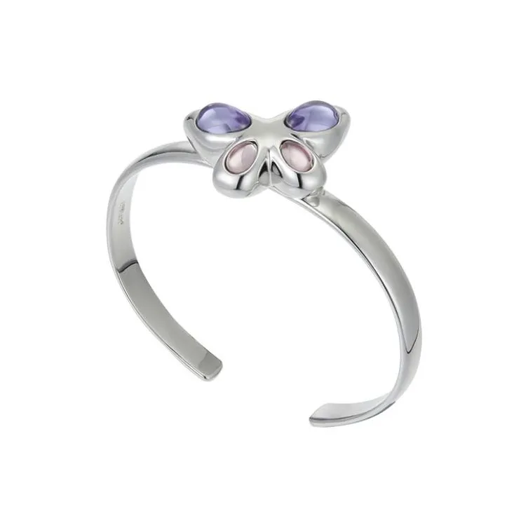 STUGAZI Floating Butterfly Series White Gold Plated Copper Bangles Women's-0