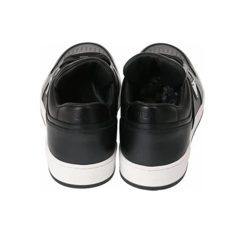 PRADA Downtown Low Top Sneakers Leather Black Black White-4