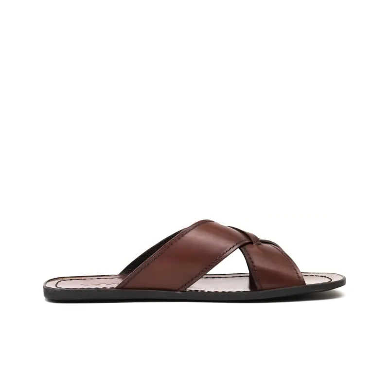 PRADA Rubber Sole Slide Slippers Men's Brown-1