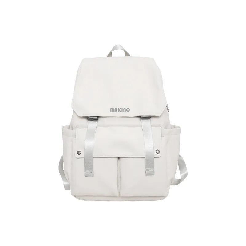 MAKINO Fabric Backpack Medium Size Unisex Black/White/Blue-5
