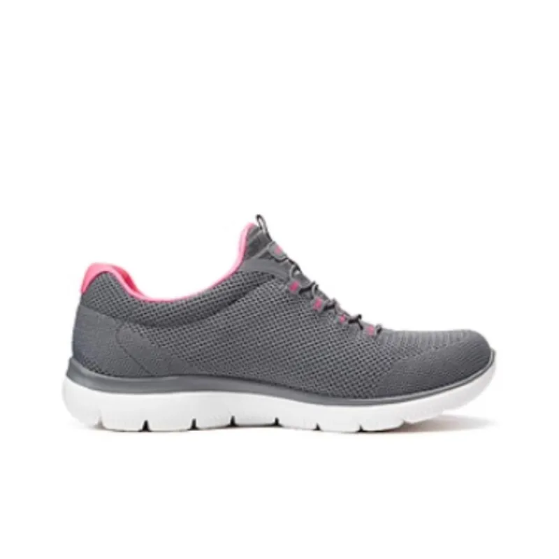 Skechers Cushioning Wear Resistant Low Top Running Shoes Women's Gray Pink Red-1